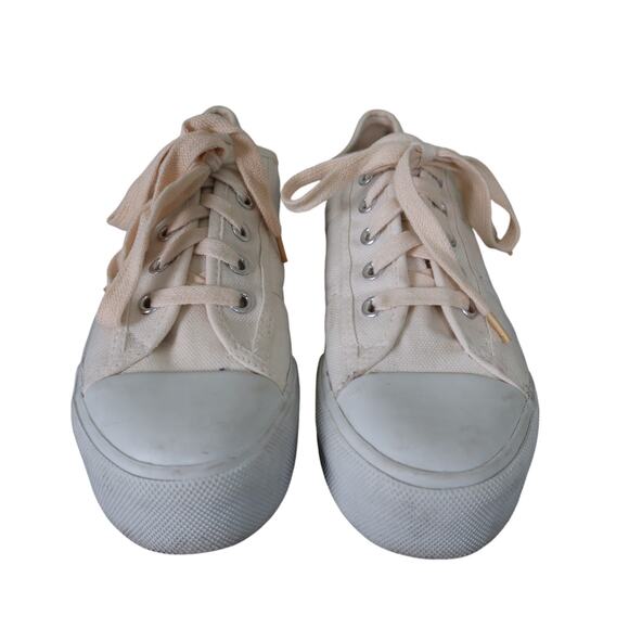 Xhilaration Womens Y2K Chunky Platform Canvas Sneakers Size 7 Off White Lace Up - Picture 4 of 10